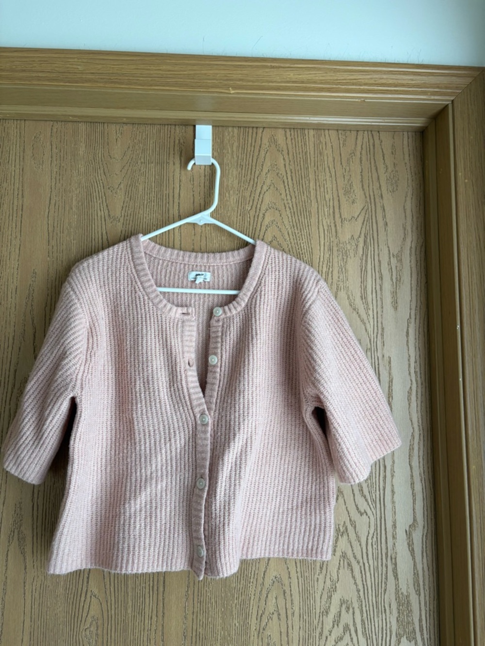 aerie Pale Pink Short-Sleeve Knit Cardigan